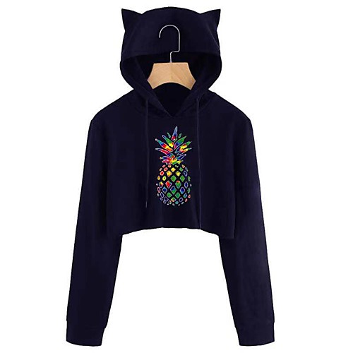 

Women's Cropped Sweatshirt Graphic Casual Hoodies Sweatshirts Black Wine Green