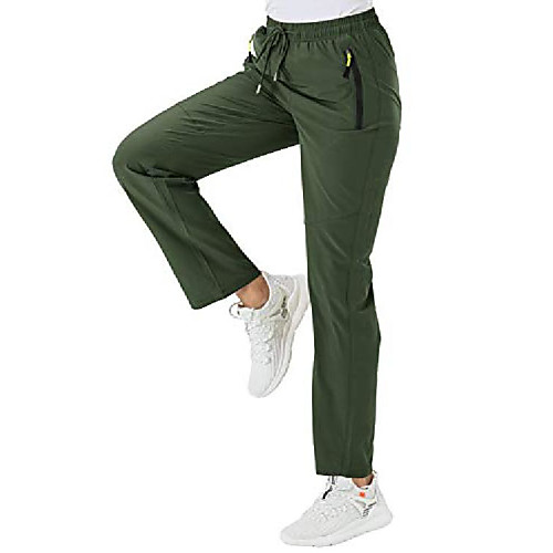 

women's hiking pants quick dry water resistant outdoor cargo pants zipper pockets lightweight (army green,us m)