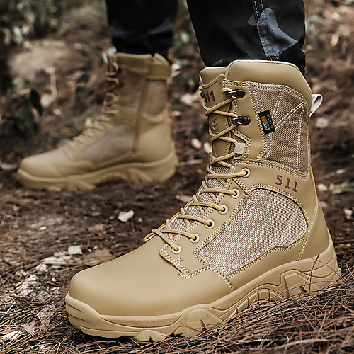 

Men's Boots Casual British Daily Outdoor Nappa Leather Breathable Wear Proof Black Khaki Fall Summer