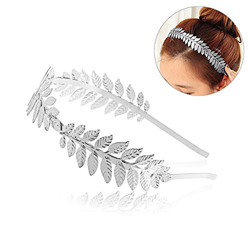 

bridal hair crown roman goddess leaf branch dainty head dress boho alice band (silver)