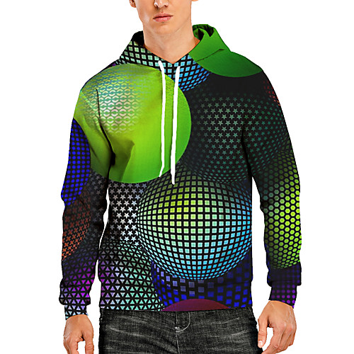 

Men's Pullover Hoodie Sweatshirt Graphic Optical Illusion 3D Print Hooded Daily 3D Print 3D Print Casual Hoodies Sweatshirts Long Sleeve Green