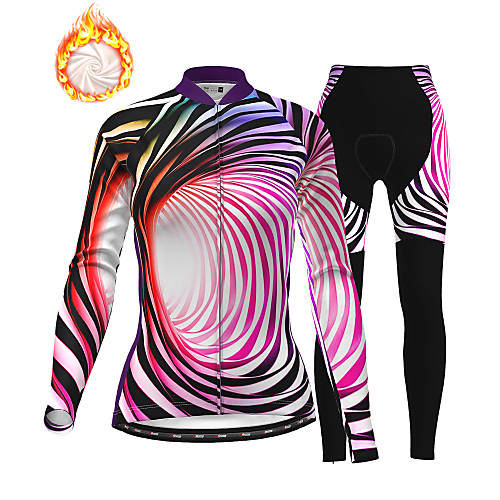 

21Grams Women's Long Sleeve Cycling Jersey with Tights Winter Fleece Red Bike Fleece Lining Breathable Warm Quick Dry Sports Graphic Mountain Bike MTB Road Bike Cycling Clothing Apparel / Stretchy