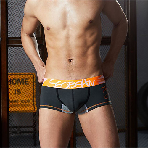 

Men's 1 Piece Basic Boxers Underwear / Briefs Underwear - Normal Mid Waist Blue Red Gray M L XL