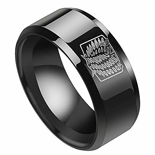 

anime stainless steel ring for men scout regiment wings engraved finger ring fashion jewelry with chain anime fans gifts(#10 black)