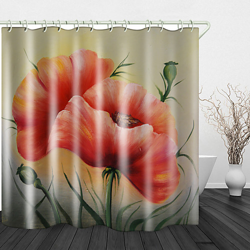 

Vintage Flowers Print Waterproof Fabric Shower Curtain For Bathroom Home Decor Covered Bathtub Curtains Liner Includes With Hooks