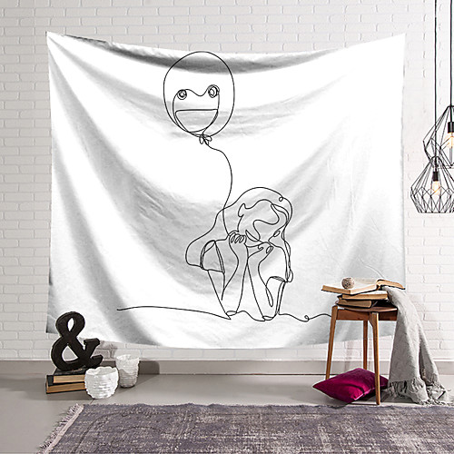 

Valentine's Day Sketch Wall Tapestry Art Decor Blanket Curtain Hanging Home Bedroom Living Room Decoration Girl Balloon
