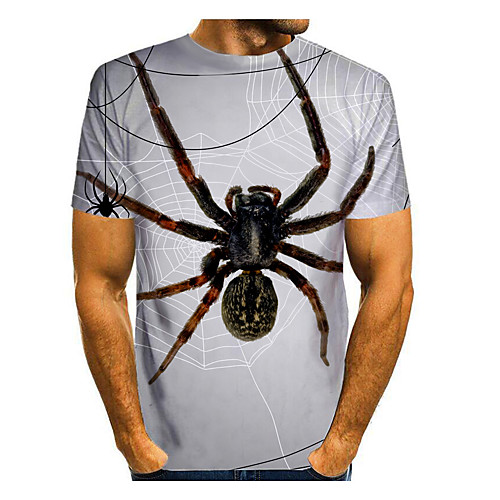 

Men's T shirt 3D Print Graphic 3D Animal Print Short Sleeve Daily Tops Casual Light gray