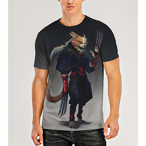 

Men's T shirt 3D Print Graphic 3D Animal Print Short Sleeve Daily Tops Gray