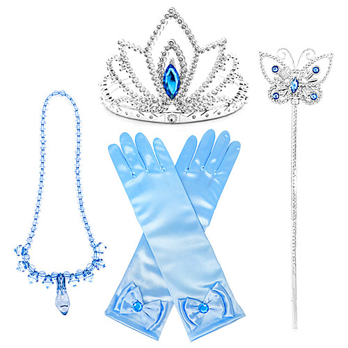 

Princess Halloween Props Holiday Jewelry Girls' Movie Cosplay Accent / Decorative Dance Glove Blue Gloves Necklace Tiaras Christmas Halloween Carnival Plastics / Wand