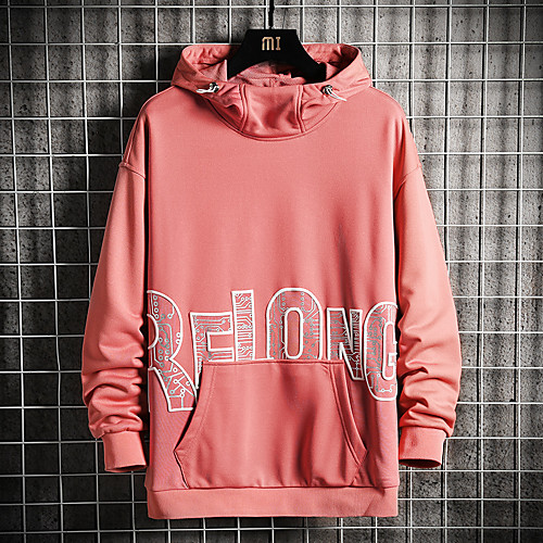 

Men's Pullover Hoodie Sweatshirt Letter Casual Hoodies Sweatshirts Black Blushing Pink Gray