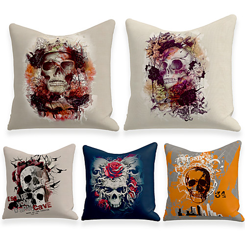 

Cushion Cover 5PC Linen Soft Decorative Square Throw Pillow Cover Cushion Case Pillowcase for Sofa Bedroom 45 x 45 cm (18 x 18 Inch) Superior Quality Machine Washable