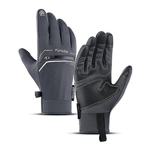 

Winter Bike Gloves / Cycling Gloves Touch Gloves Waterproof Windproof Warm Skidproof Full Finger Gloves Sports Gloves Fleece Black Grey for Adults' Cycling / Bike