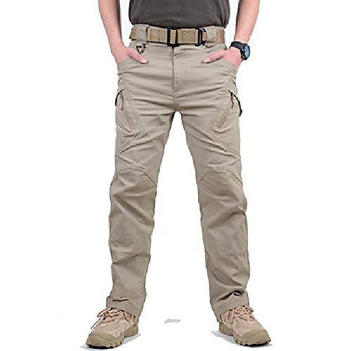

soldier tactical waterproof pants, combat hiking outdoor, mens tactical cargo work trousers, survivor outdoor waterproof military combat pants with elastic waist. (khaki, xxl)