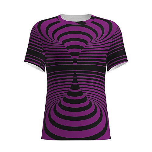 

Men's T shirt 3D Print Graphic Optical Illusion 3D Print Short Sleeve Daily Tops Purple