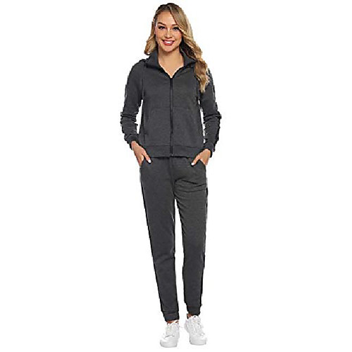 

women tracksuit 2 piece fleece zipper hoodies and pants loungewear thicken winter warm sweatsuit jogging sportswear casual pajama set