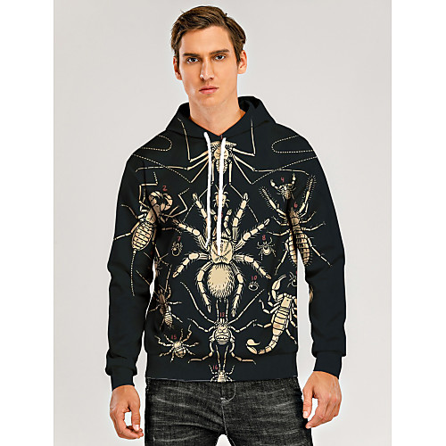 

Men's Pullover Hoodie Sweatshirt Animal Patterned Graphic 3D Front Pocket Daily 3D Print 3D Print Casual Hoodies Sweatshirts Black