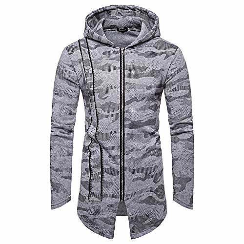 

mens long slim fit hooded zip hoodie knitted cardigan sweater long trench coat jacket solid tops goosun fashion warm sweatshirt pullover long overcoat outwear gray