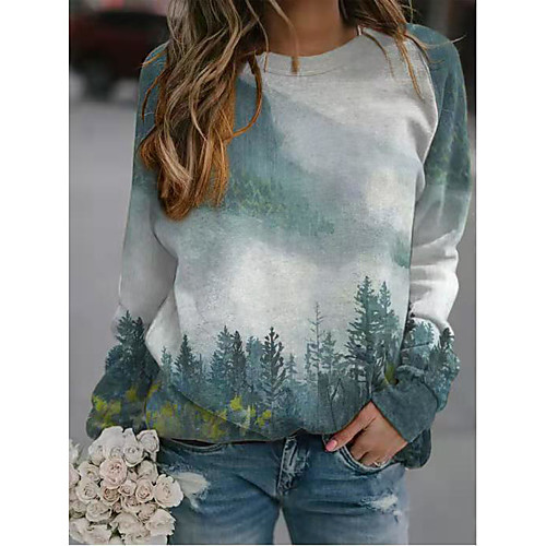 

Women's Christmas Geometric Women's Hoodies Long Sleeve Sweater Cardigans Crew Neck Fall Winter Gray