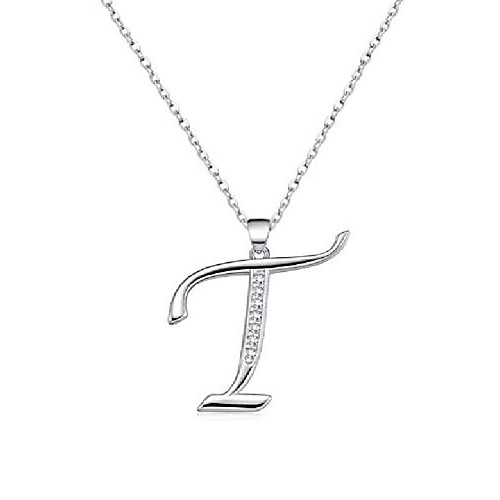 

big large letter t initial necklace 925 sterling silver cubic zirconia cz name alphabet pendant necklaces jewelry gifts box for women men girls boys t