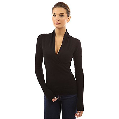 

women's v neck empire line knit top (black 14)
