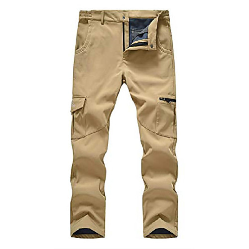 

men's snow ski waterproof softshell snowboard pants outdoor hiking fleece lined(khaki, us 38)