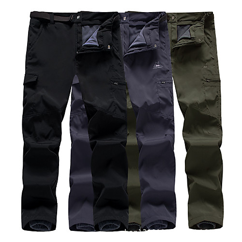 

Men's Hiking Pants Trousers Solid Color Winter Outdoor Standard Fit Waterproof Windproof Warm Detachable Fleece Pants / Trousers Black Army Green Grey Fishing Climbing Camping / Hiking / Caving L XL