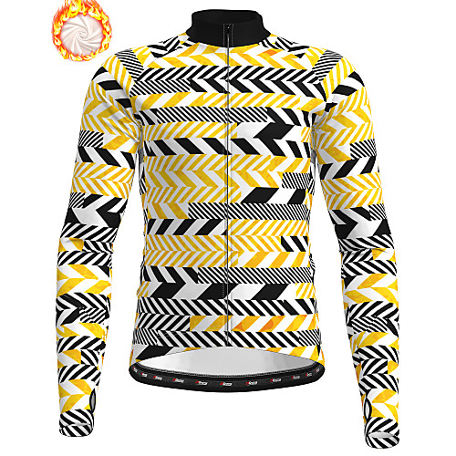 

21Grams Men's Long Sleeve Cycling Jacket Winter Fleece Yellow 3D Bike Jacket Top Mountain Bike MTB Road Bike Cycling Thermal Warm Fleece Lining Breathable Sports Clothing Apparel / Stretchy