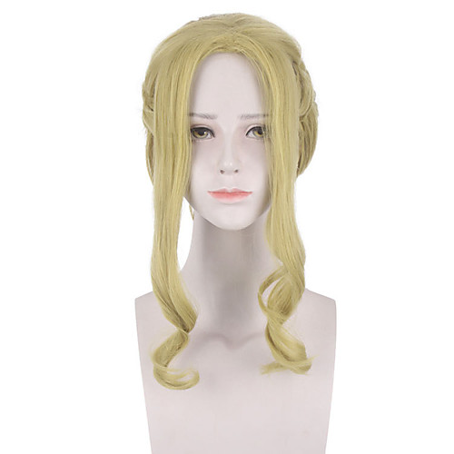 

Cosplay Costume Wig Synthetic Wig Plaited Braid Wig Medium Length Light golden Synthetic Hair Women's Anime Cosplay Blonde