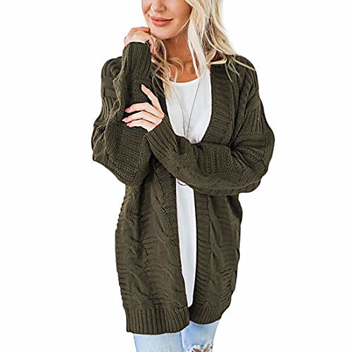 

women's cardigan sweaters oversized long sleeve knit open front cardigan (army green-s)