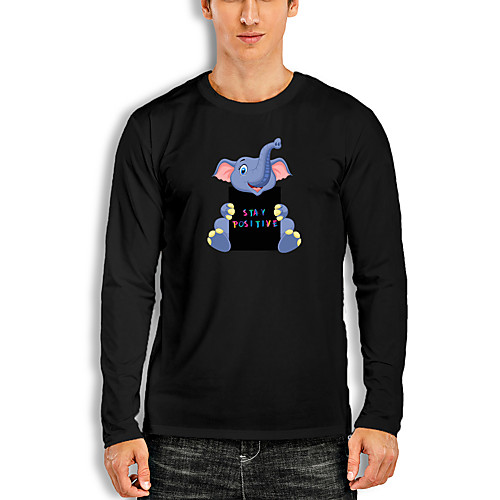 

Men's T shirt Other Prints Graphic Animal Print Long Sleeve Daily Tops Cotton Basic White Black Red