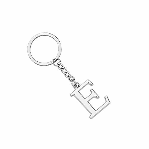 

silver alphabet initial letter keychain initial letter charm keychain for women 26 initial letter a-z initial english charm key ring (e)