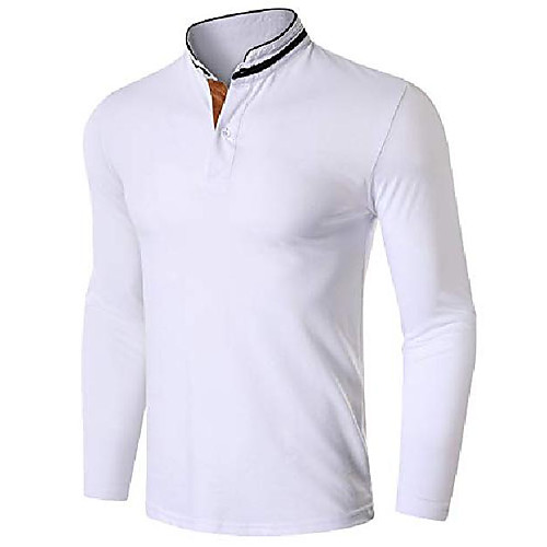 

men's casual polo shirts long sleeve golf tennis t-shirts lapel shirts business button shirts white, 2xl