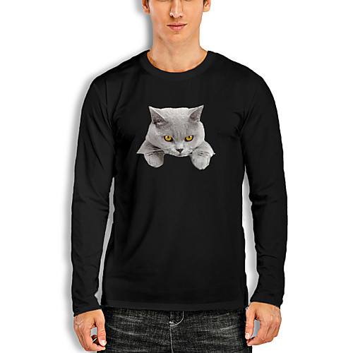 

Men's Unisex T shirt Other Prints Graphic Animal Plus Size Print Long Sleeve Daily Tops Cotton Basic White Black Red