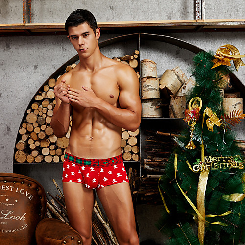 

Men's 1 Piece Basic Boxers Underwear / Briefs Underwear - Normal Mid Waist White Black Red M L XL