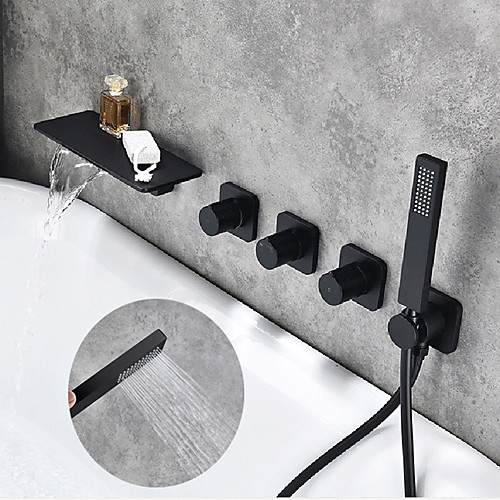 

Bathtub Faucet - Contemporary Painted Finishes Wall Installation Ceramic Valve Bath Shower Mixer Taps