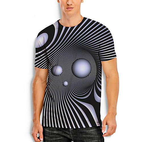 

Men's T shirt 3D Print Graphic Optical Illusion 3D Print Short Sleeve Daily Tops Black / White