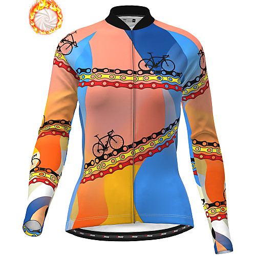 

21Grams Women's Long Sleeve Cycling Jersey Winter Fleece Blue Bike Jersey Top Mountain Bike MTB Road Bike Cycling Fleece Lining Breathable Warm Sports Clothing Apparel / Stretchy / Athleisure
