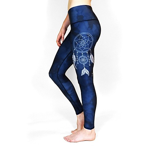 

Women's Basic Casual Comfort Daily Gym Leggings Pants Multi Color Ankle-Length Patchwork Print Blue