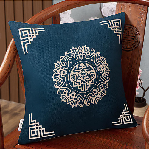 

New Chinese Style Linen Blended Retro Pillow Case Cover Living Room Bedroom Sofa Cushion Cover Modern Sample Room Cushion Cover