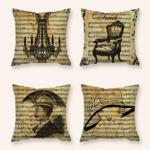 

Cushion Cover 4PC Linen Soft Decorative Square Throw Pillow Cover Cushion Case Pillowcase for Sofa Bedroom 45 x 45 cm (18 x 18 Inch) Superior Quality Machine Washable