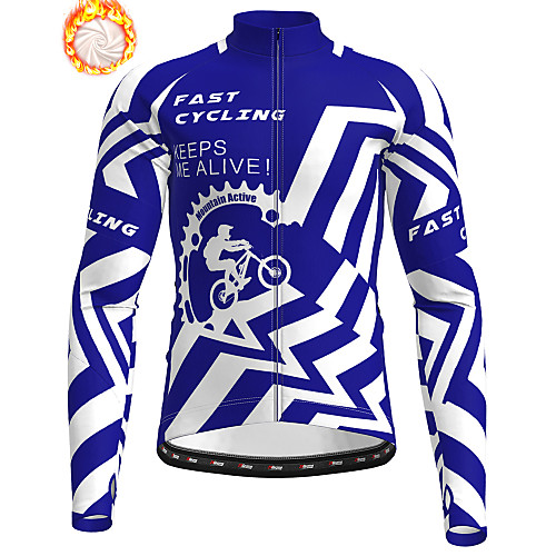 

21Grams Men's Long Sleeve Cycling Jersey Winter Fleece Polyester Black Yellow Blue Gear Bike Jersey Top Mountain Bike MTB Road Bike Cycling Fleece Lining Breathable Warm Sports Clothing Apparel