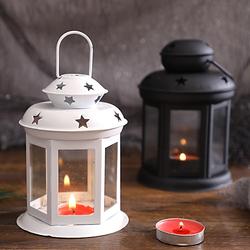 

European Style Portable Candlestick Girl's Heart Iron Wind Lamp Aromatherapy Candlestick Hollowed Out Star Ornament