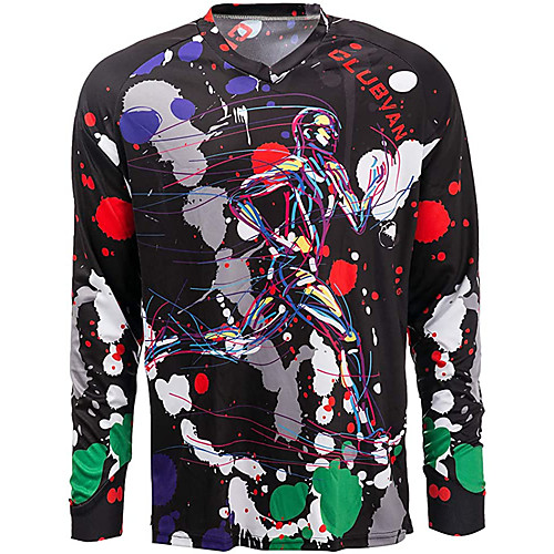 

21Grams Men's Long Sleeve Downhill Jersey Spandex Black Bike Jersey Top Mountain Bike MTB Road Bike Cycling UV Resistant Quick Dry Sports Clothing Apparel / Athletic