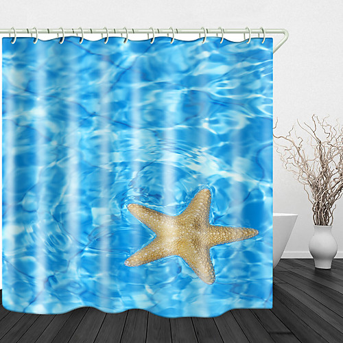 

Starfish in Water Print Waterproof Fabric Shower Curtain for Bathroom Home Decor Covered Bathtub Curtains Liner Includes with Hooks