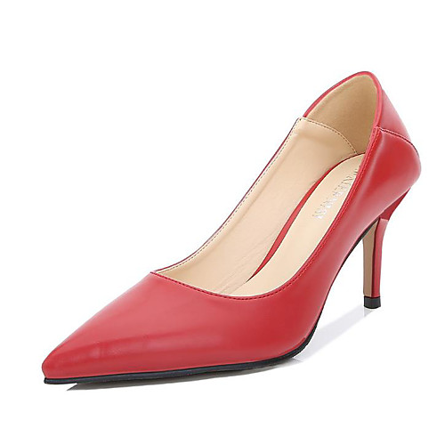 

Women's Heels Stiletto Heel Pointed Toe Daily Walking Shoes PU Solid Colored Almond Black Red