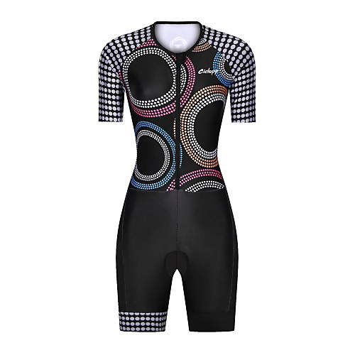 

Women's Men's Short Sleeve Triathlon Tri Suit Black Polka Dot Bike Breathable Quick Dry Sports Polka Dot Mountain Bike MTB Road Bike Cycling Clothing Apparel / Stretchy / Athletic