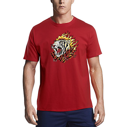 

Men's T shirt Other Prints Graphic Print Short Sleeve Daily Tops Cotton Basic White Black Red