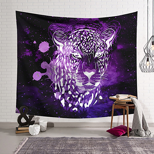 

Wall Tapestry Art Deco Blanket Curtain Hanging Home Bedroom Living Room Dormitory Decoration Polyester Fiber Animal Painted Purple Leopard