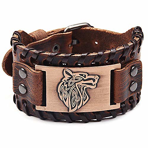 

viking bracelet punk leather cuff bracelet gothic leather wristband bracelet with nordic amulet scandinavian talisman celtic pagan jewelry