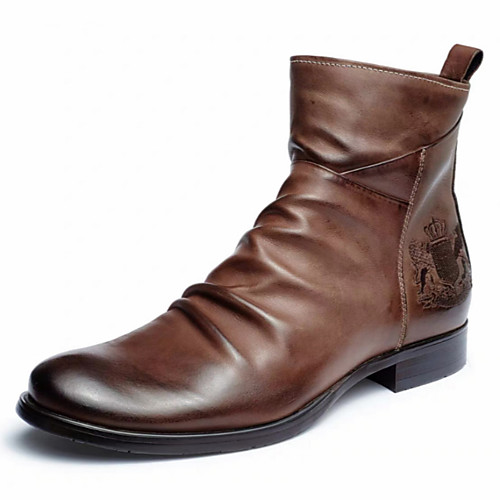 

Men's Boots Casual British Daily Walking Shoes PU Warm Non-slipping Wear Proof Mid-Calf Boots Black Brown Color Block Winter